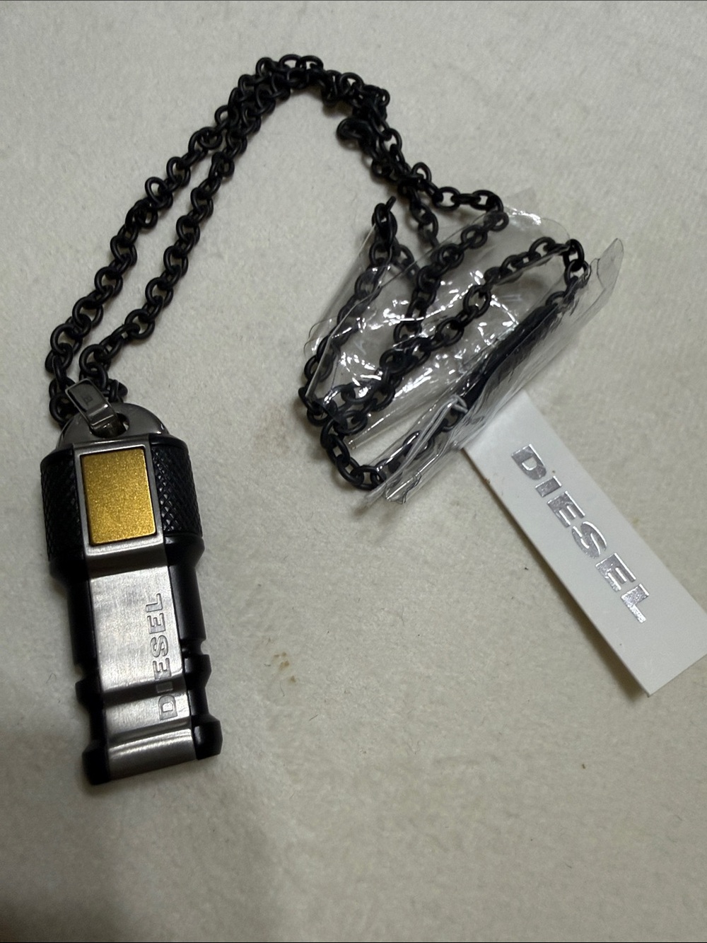 Diesel Black and Gold USB Necklace Pendant